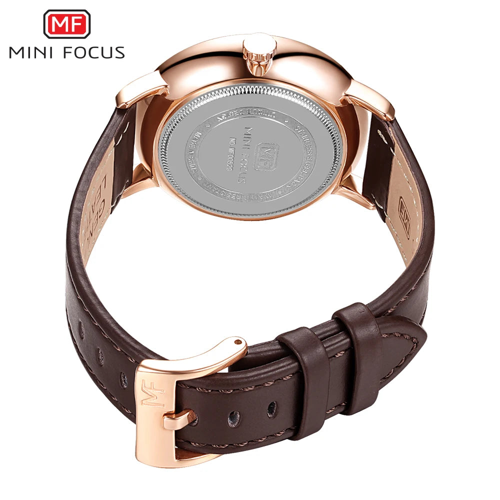 MINI FOCUS Men Watch Top Brand Luxury Quartz Watches Casual Fashion Genuine Leather Waterproof