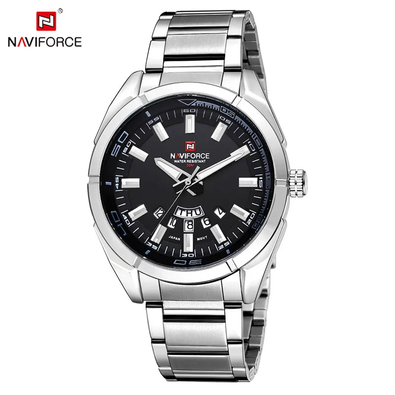 NAVIFORCE Classic Casual Watch for Men Stainless teel Waterproof Date Display