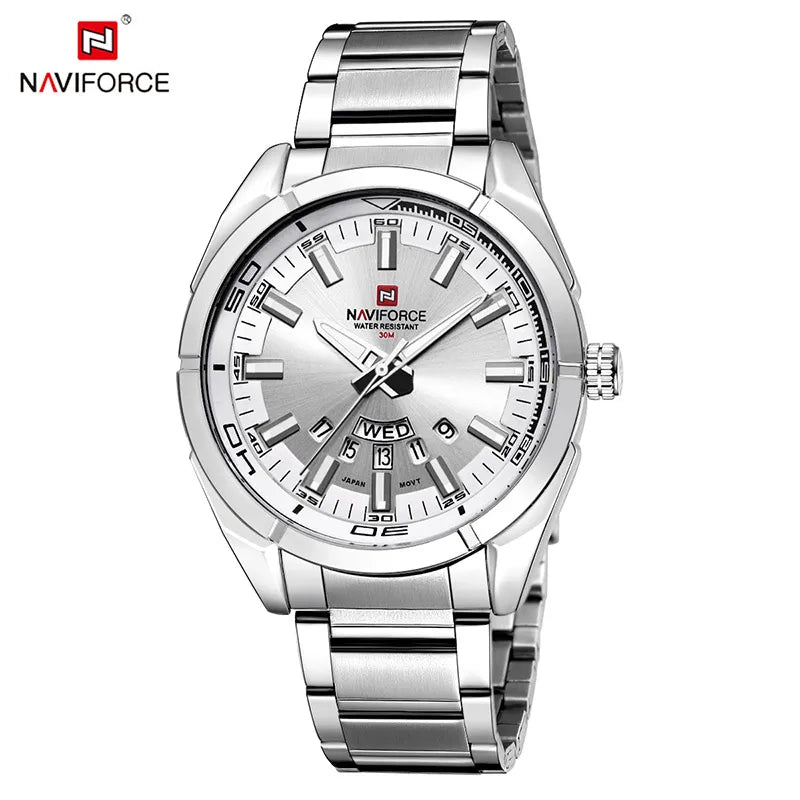 NAVIFORCE Classic Casual Watch for Men Stainless teel Waterproof Date Display