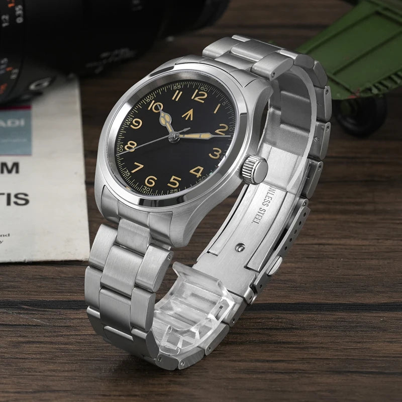 Militado ML08 V2 Vintage Quartz Watch Military VH31 Movement  Double Sapphire Crystal C3 BGW-9 Luminous Waterproof 38mm Watch