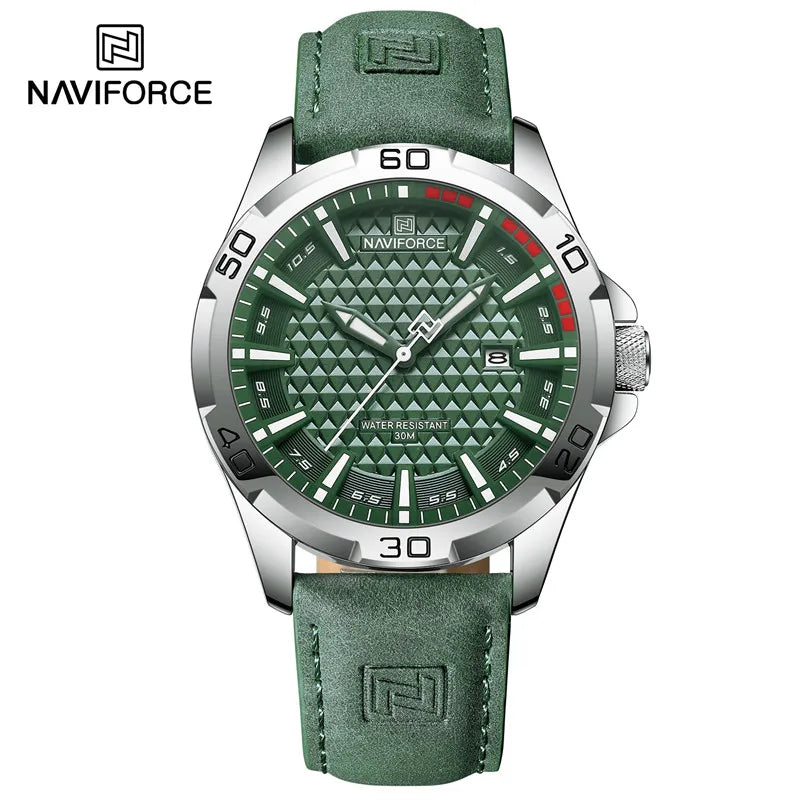 Original Brand Naviforce High Quality Men's Watches Leather Strap Waterproof Quartz Date Clock