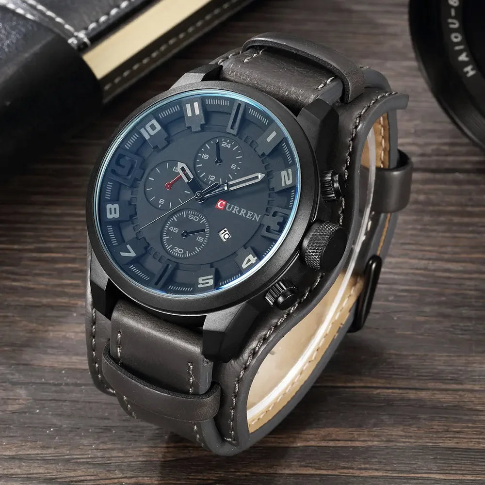 New CURREN Top Brand Luxury Mens Watches  Sport Military Leather Strap Quartz Business