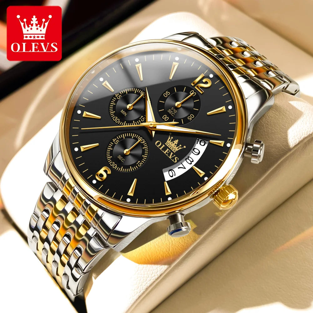 OLEVS Men's Watch Waterproof Luminous  Stainless Steel  Pilot Top Brand