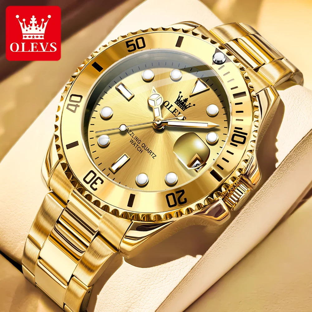 OLEVS 5885 Business Men Watch Diving Quartz Watch Luxury Stainless Steel Waterproof Luminous Automatic Date