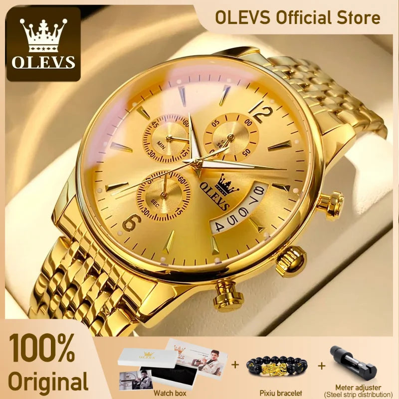 OLEVS Men's Watch Waterproof Luminous  Stainless Steel  Pilot Top Brand