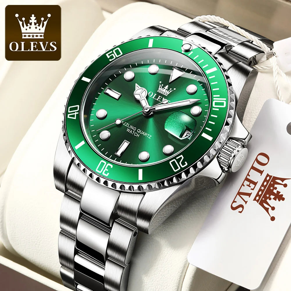 OLEVS 5885 Business Men Watch Diving Quartz Watch Luxury Stainless Steel Waterproof Luminous Automatic Date