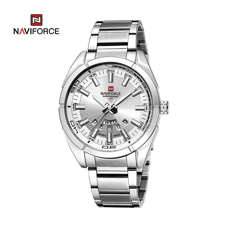 NAVIFORCE Classic Casual Watch for Men Stainless teel Waterproof Date Display